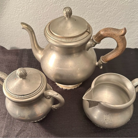 Royal Holland Pewter Daalderop KMD Tiel 3 Piece Tea Set - Vintage - Picture 2 of 11